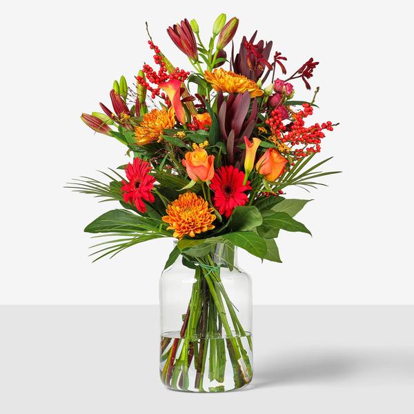 Warme Wensen  rood/oranje in vaas