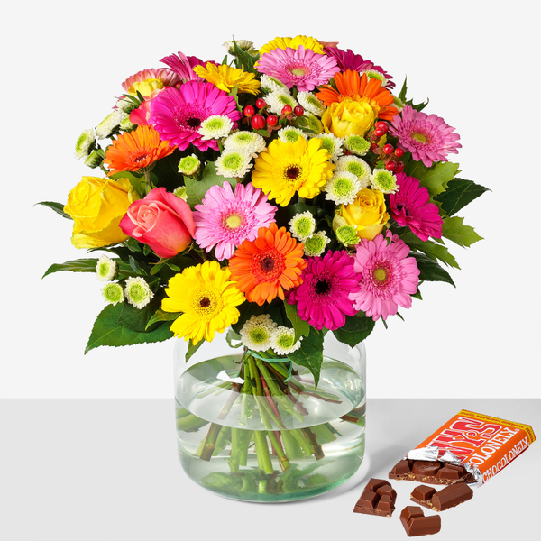 Gezellige Gerbera & Tony's Chocolonely chocoladereep