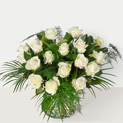Wit Rozenboeket met groen - De bloemist van Albert Heijn