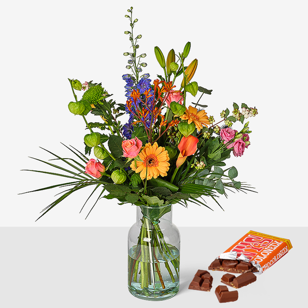 Vrolijk veldboeket & Tony's Chocolonely chocoladereep