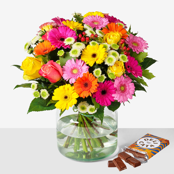 Gezellige Gerbera & Delicata reep melkchocolade stroopwafel